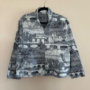 Chico’s Tapestry Print Zip-Up Jacket Scenic Landscape | Size Chico’s 1 (Medium)